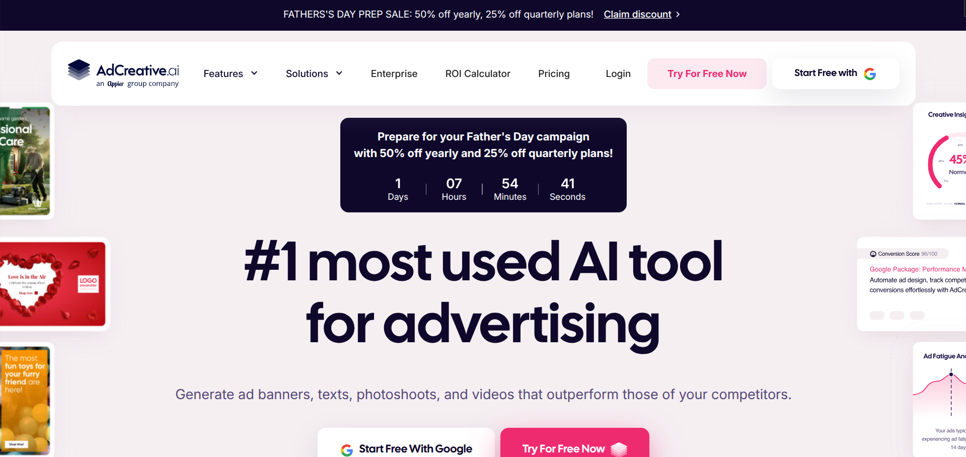 Screenshot of the AdCreative.ai website