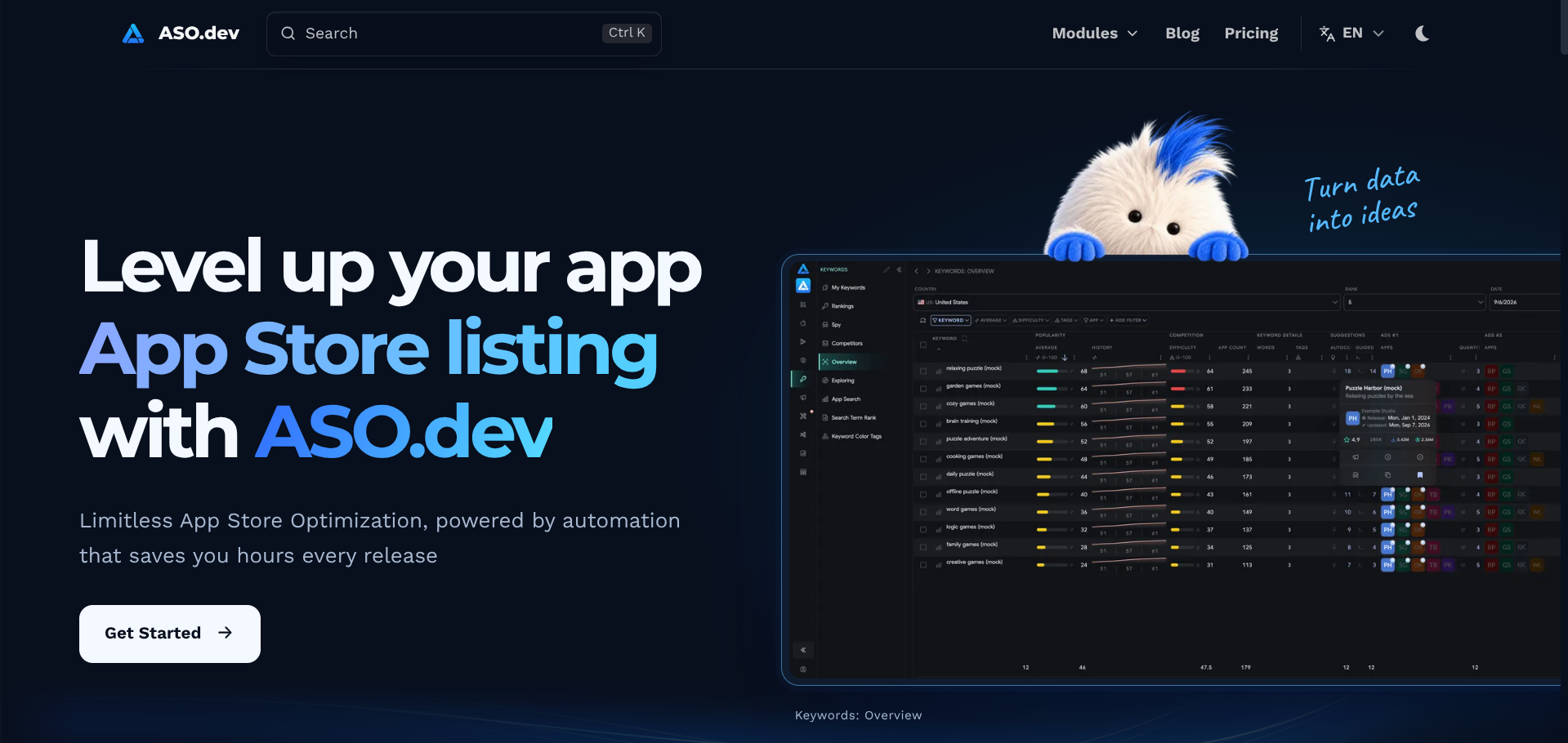 ASO.dev homepage