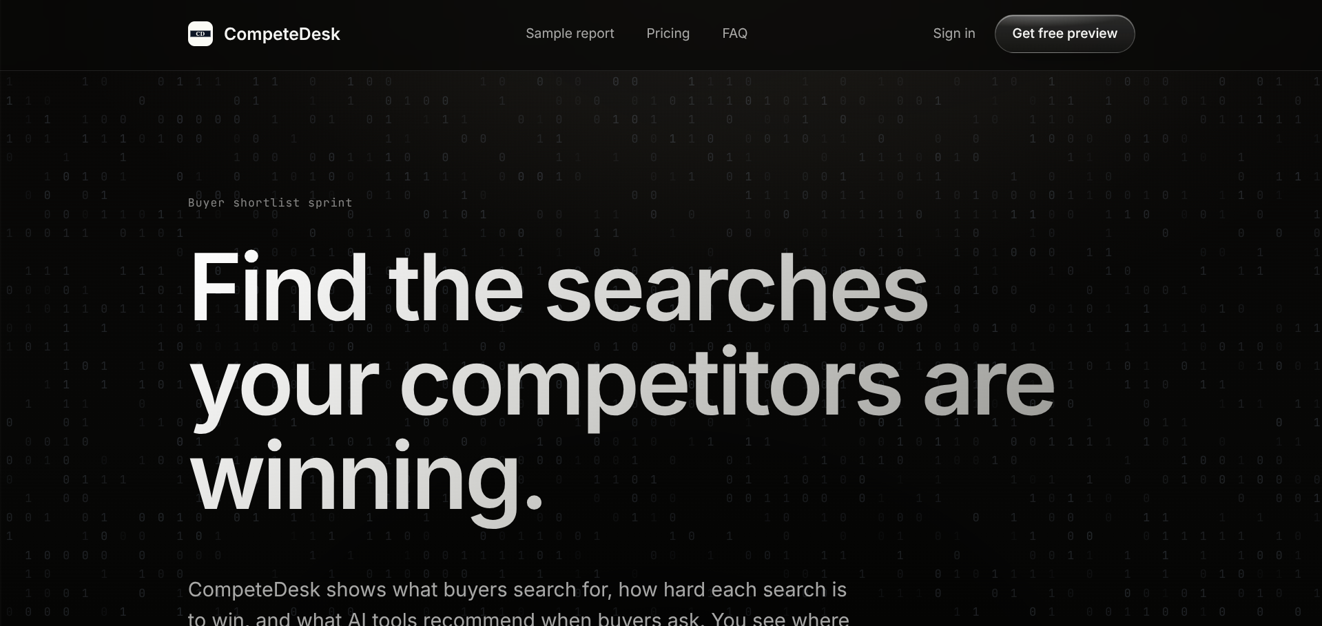 Screenshot of the CompeteDesk website