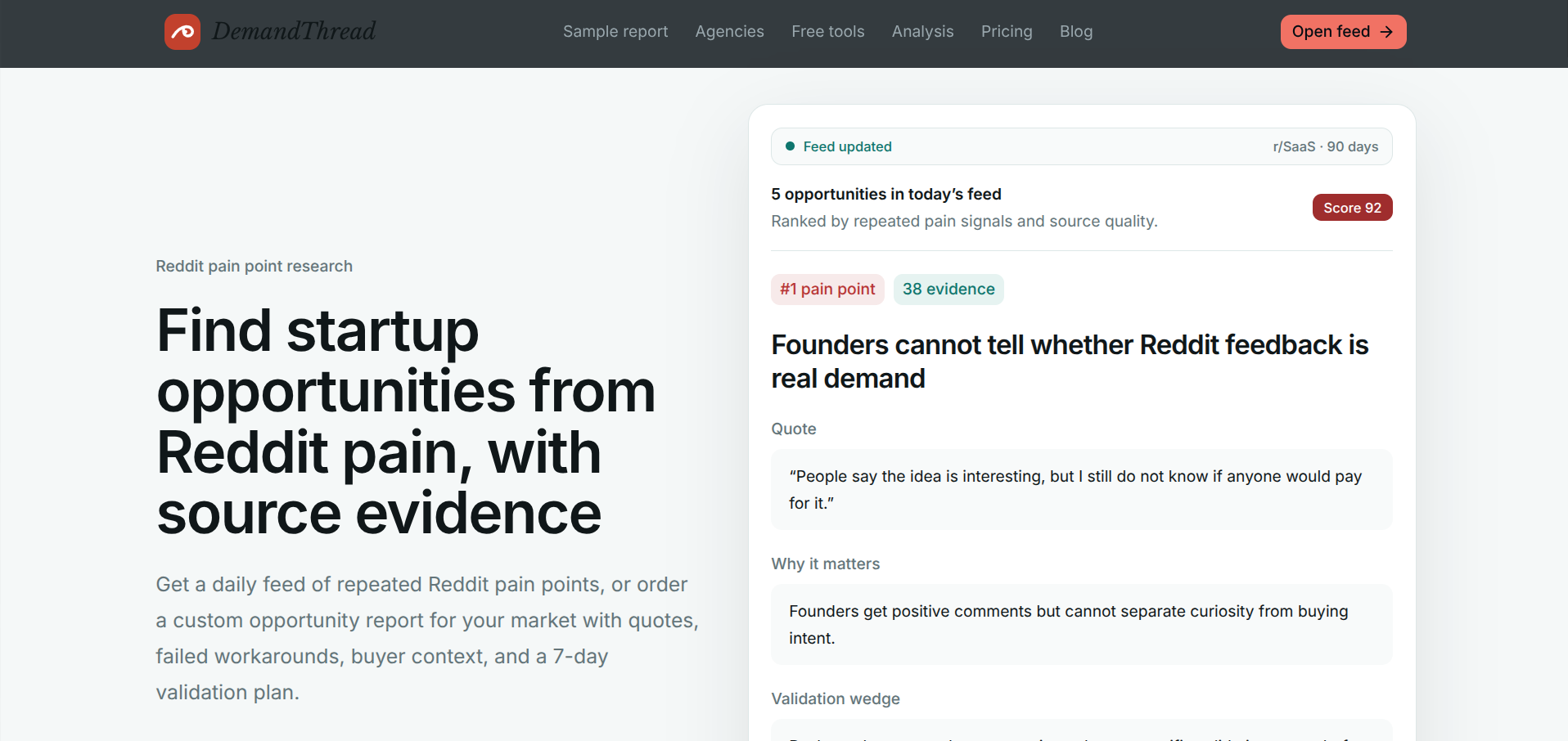 Screenshot of the DemandThread website