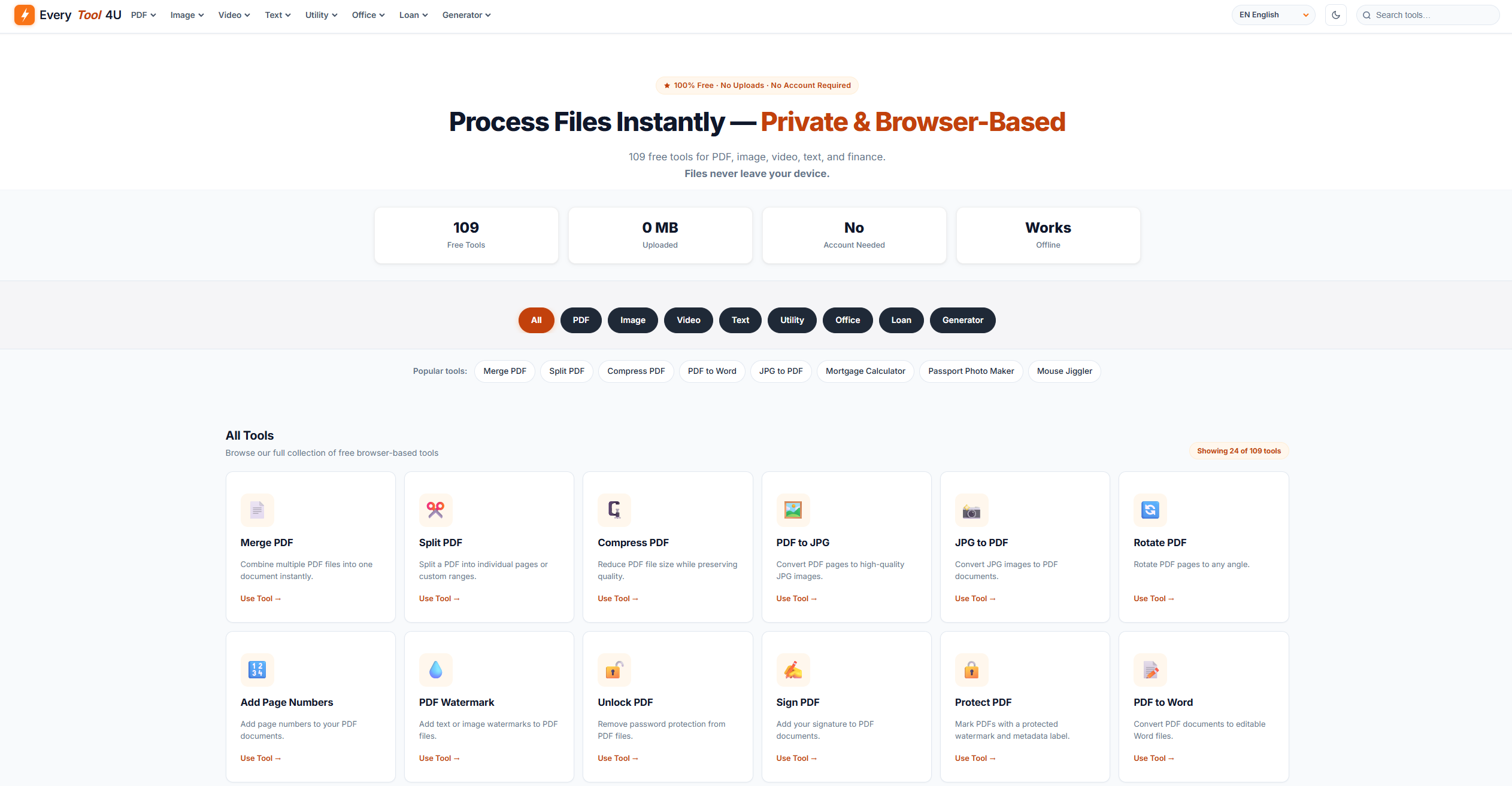 Screenshot of the EveryTool4U website