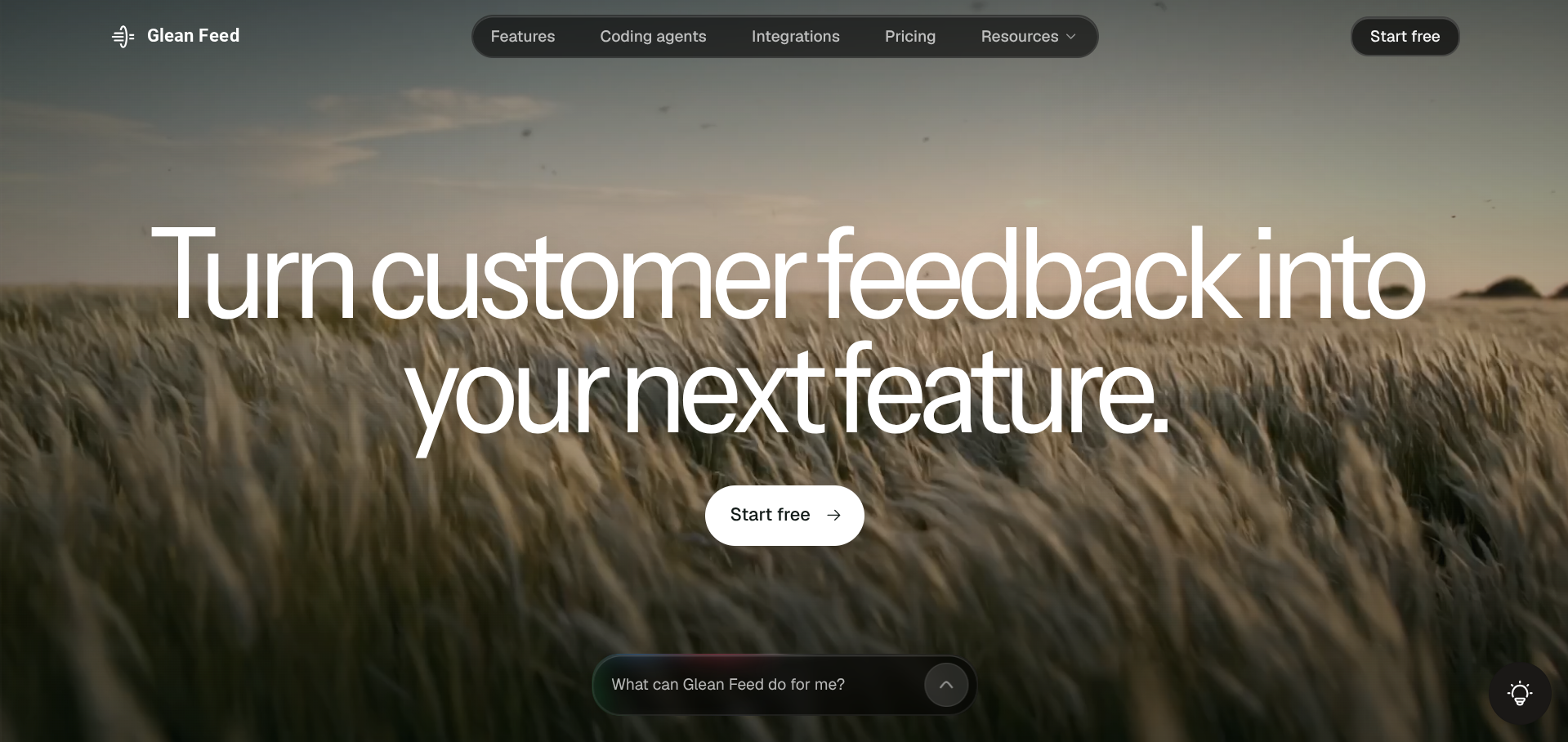 Screenshot of the Glean Feed website