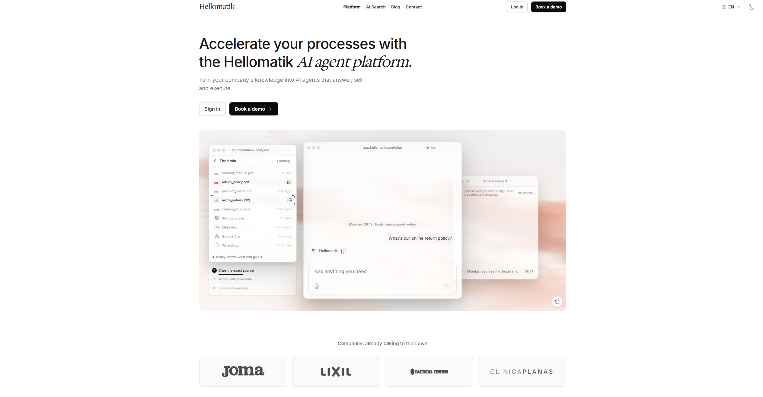 Screenshot of the Hellomatik website