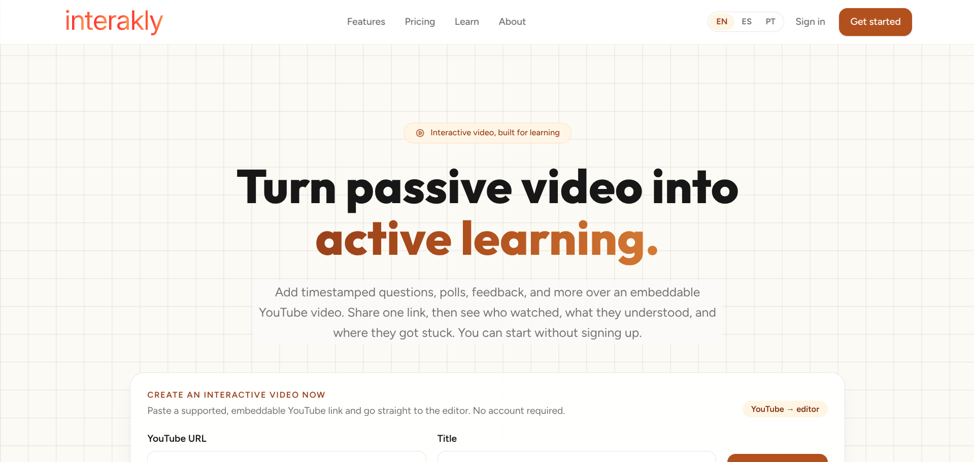 Screenshot of the Interakly website