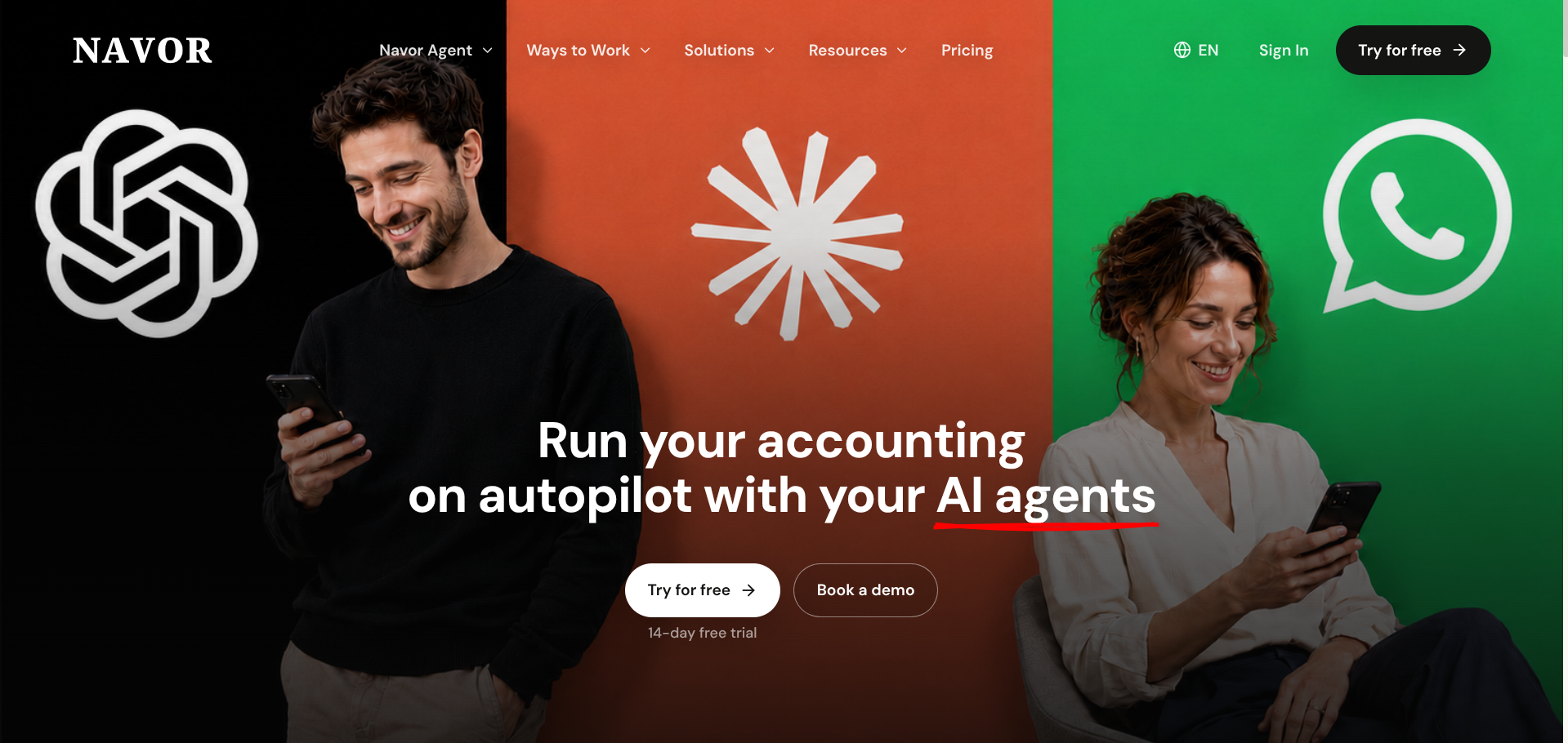Screenshot of the Navor website