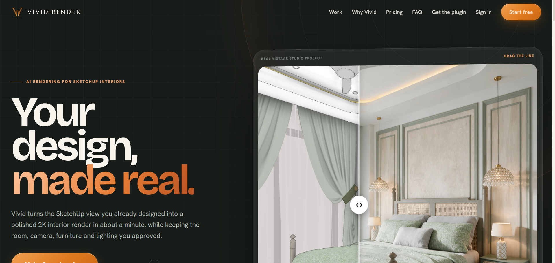 Screenshot of the Vivid Render website
