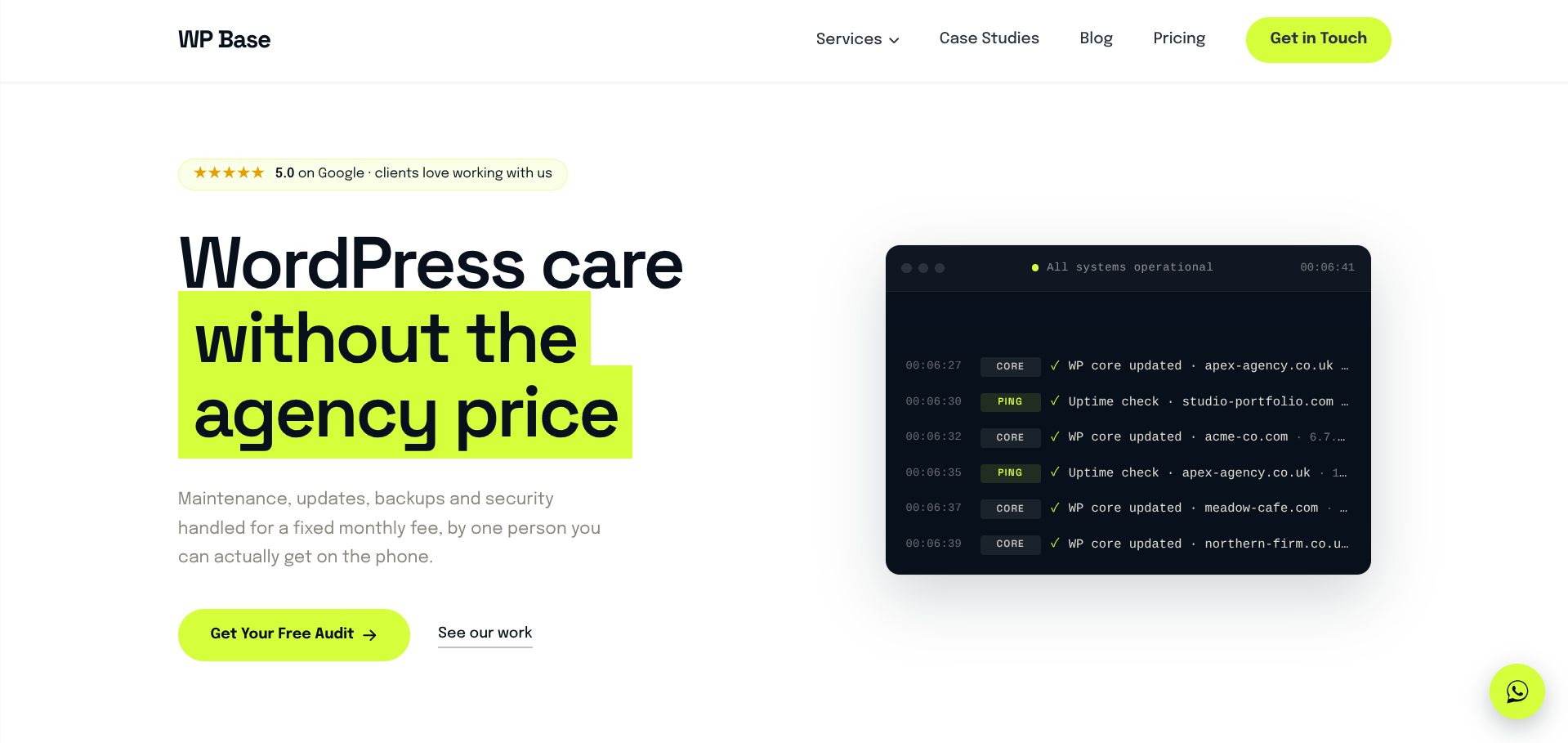 Screenshot of the WP Base website